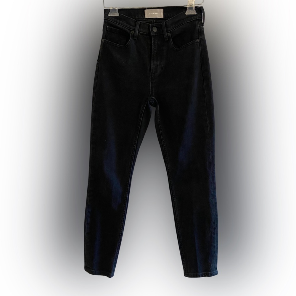 Everlane High Rise Black Ankle Jeans Straight Leg Denim Size 26